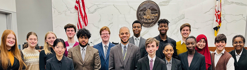 Image of Rich Gibson with high-school Mock Trial competitors