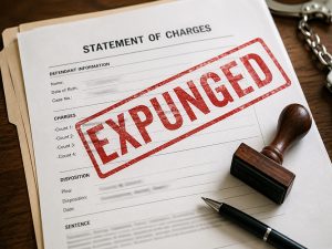 Statement of Charges document with the word Expunged written across